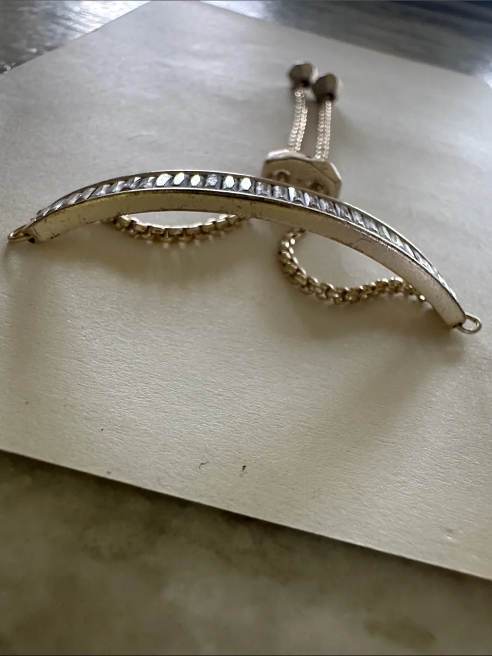 Adjustable gold-Tone Slider Bracelet with Bar Accent